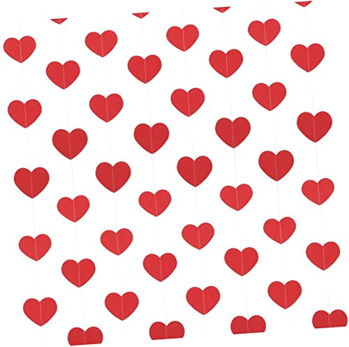 MOBUTOFU 3 Sets Ornament Heart Paper Flag Paper Heart Bunting Room Divider Curtain Heart Garland Hanging Heart Bunting Wedding Decor Door Beads Paper Heart Banner Bridal Shower Heart Red