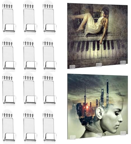 12-Pack Clear Acrylic Record Holder for Albums and Magazines Self-Adhesive Vinyl Wall Mount Display No Drilling Required