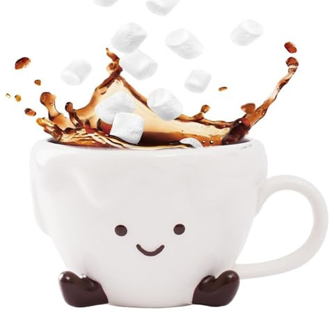 Ungtyb Adorable Cloud Coffee Cup, Cute Ceramic Mug, 450 ml Tea Mug, Funny Expression Cup with Comfortable and Easy to Hold Design for Home, Offices, and Gifting, 1 pièce