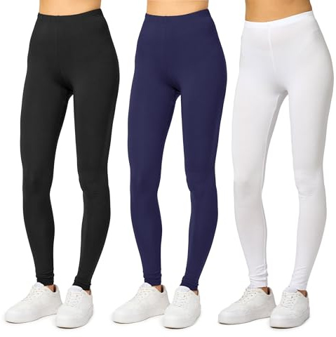 Merry Style Leggings Damen lang MS10-143 (Schwarz/Navy/Weiß,S)
