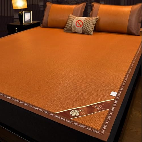 JIAOCKJIAO Tapis de Couchage D'été Double Face en Bambou, Ensemble de 2/3 Pièces, Tapis Rafraîchissant Respirant pour La Maison, Lit Pliant en Bambou, Tapis de Climatisation pour Salon(80x190cm)
