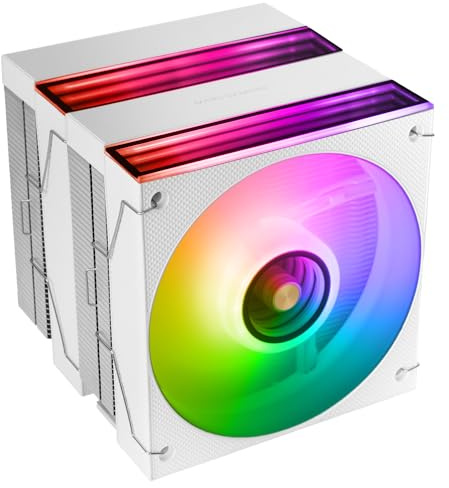 Mars Gaming MCPU-X26, Dual Tower CPU-Kühler 350W TDP, 2x 120mm ARGB Infinity Mirror Lüfter, 6 Heatpipes HCT, Kupferkern, FDB-Lager, Silent-Modus, Intel LGA und AMD, Weiß