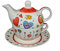 Teiera in porcellana con tazza e sottotazza, in confezione regalo