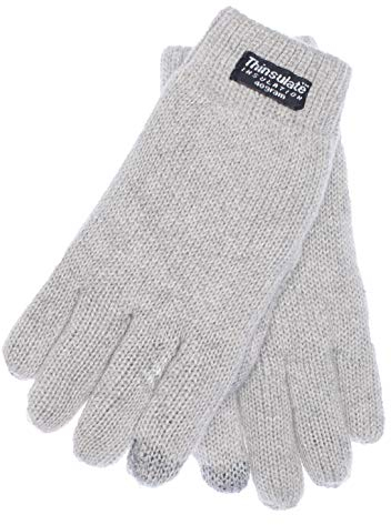 EEM Kinderhandschuhe, weiche Baumwolle, Thinsulate Thermofutter, Touchfunktion, grau melange L
