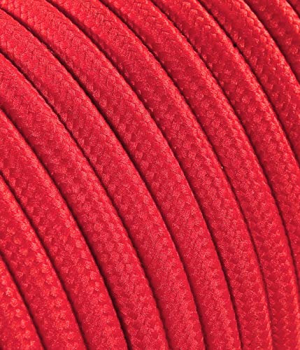 Câble électrique rond/rond avec revêtement en tissu. Couleur rouge. Section 2 x 0,75 (10 mètres)