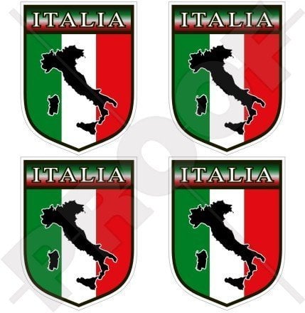 ITALIEN Italienischer Schild ITALIEN 50mm Auto & Motorrad Aufkleber, x4 Vinyl Stickers
