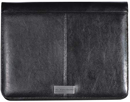 Schreibmappe mit Gravur / mit Reißverschluss aus hochwertigem Lederfaserstoff / DIN A4