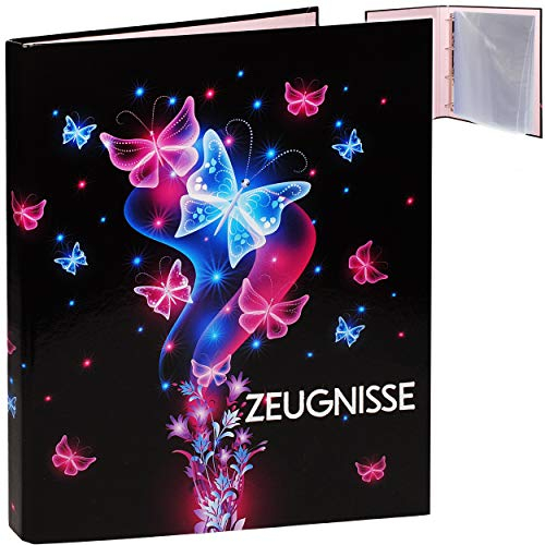 alles-meine.de GmbH Zeugnismappe/Ringbuch/Zeugnisringbuch - Zeugnisse Schmetterlinge & Blumen - Erweiterbar für Einsteckseiten + Einlagen - A 4 - Dokumentenmappe - A4 Ringo..