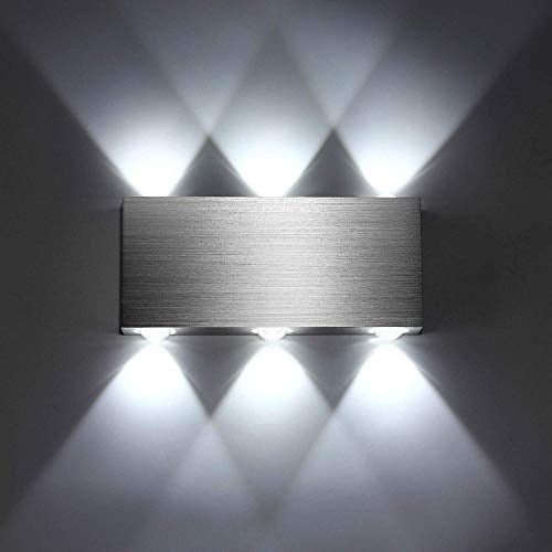 Lightess 18W LED Wandlampe Wandleuchten für Innen Silber Leuchte Up Down Wand aus Aluminium Wandleuchte für Schlafzimmer Flur Wohnzimmer Treppenhaus Kaltweiß