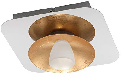 EGLO LED Deckenleuchte Torano, 1 flammige Deckenlampe dimmbar, Wohnzimmerlampe modern, Küchenlampe aus Metall in Chrom, Gold und satiniertem Glas, LED Flurlampe Decke warmweiß