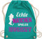 Turnbeutel Rucksack - Eishockey - Echte Mädchen spielen Hockey - Unisize - Türkis - mit kordelzug baumwollrucksack baumwolle beutel turnsack turntasche sport beuteltasche kinderbeutel gym bags