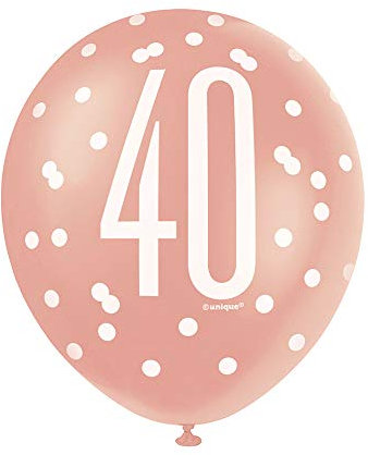 Stunning 40th Rose Gold Latex Balloons (30cm) - Perfect for Birthday, Annivesaries & Memorable Celebrations- 6ct