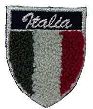 TOMASELLI MERCERIA Applicazione Toppa Patch Termoadesiva Tessuto Ricamo Lurex Argento Scudetto Bandiera Italia Spugna 5x4 Cm - 2