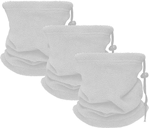 Golden Apple 3PCS Winter Sport Warmer Neck Gaiter Fleece Face Mask Skiing Cycling Windproof Balaclava Scarf For Men Women (White)