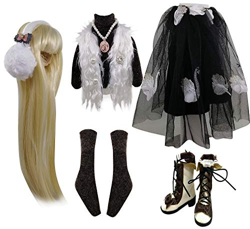 Set Fashion Bekleidung Perücken Schuhe Socken Accessoires vollen Satz für 1/3 21-23inch 60cm BJD Puppen (Sherry)