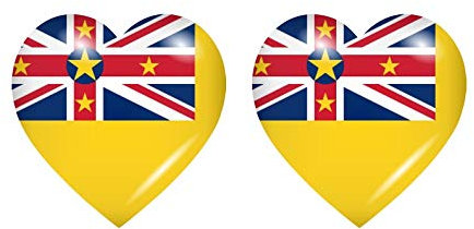 Akachafactory 2X Sticker Aufkleber Flaggen Flagge Fahne Herzen NU Niue