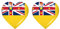 Akachafactory 2X Sticker Aufkleber Flaggen Flagge Fahne Herzen NU Niue