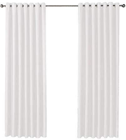 Olivia Rocco Blackout Eyelet Curtains Black Out Thermal Ring Top Curtain Pair Window Treatment Living Room Bedroom, 90 (Width) x 90 (Drop) White