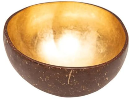 Chic Mic Handgemachte Dekoschalen aus Kokosnüssen, Farbe: Gold, individuell in der Größe bei einem Durchmesser von 13-15 cm, DCB100