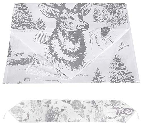 Tischdecke Weihnachten Abwaschbar Tischläufer Weihnachten Hirsch Muster, Auto Weihnachtsmann Weihnachtsdeko Tisch, Tischtuch Ornament Für Küche Schränke Weihnachts Tischdeko