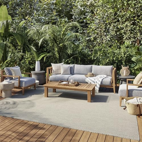 Nourison Home Courtyard Ivory Silver 8' x 10' Area Rug - Easy Clean, Non Shedding, Bed Room, Living Room, Dining Room, Kitchen (8' x 10')