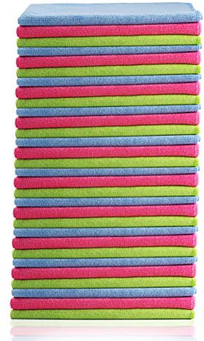 Glart Fusselfreie Mikrofaser-Auto-Reinigungstücher, weich, saugfähig und lackschonend, 40 x 40 cm - Blau, Grün, Rosa (30er-Pack)