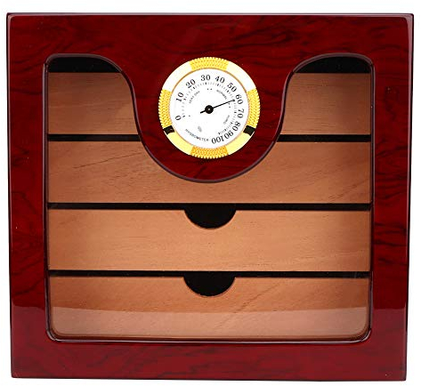 Zigarren Humidor Schrank, Zigarren Humidor Box Aus Holz 4 Schubladen Zigarren Zubehör mit Hygrometer Befeuchtungssystem Zedernholz Zigarrenschachtel Stilvoll Luxuriös Humidor Schrank 100 Zigarren