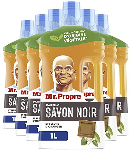 Mr. Propre Nettoyant Multi-Usages Sol Collection Tradition Fraîcheur Savon Noir, Pack Économique 6x1L, Élimine 100% des Saletés et Odeurs, À Base d'Extraits Naturels, sans Eau de Javel