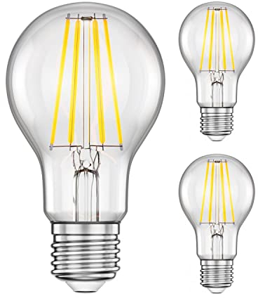 ledscom.de 3 Stück E27 LED Leuchtmittel, A60, warmweiß (2700 K), 7,1 W, 963lm, 3-Stufen-Dimmer