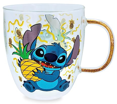 Disney Lilo & Stitch Ananas-Becher mit Glitzergriff, 400 ml