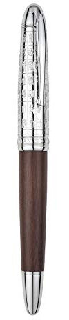Hongdian 6016 Fountain Pen Medium Nib, Natural Wood Solid Metal Pen with Pen Case