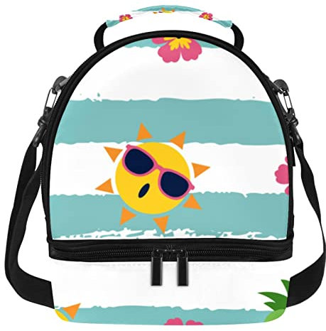 Lonchera reutilizable con aislamiento de doble cubierta, bolsa de asas para sol, piña y comida, paquete para oficina, trabajo, escuela, picnic