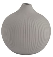 Storefactory - Vase, Blumenvase - Fröbacken - Keramik - gerippt - Farbe: Light Grey - (ØxH) 13 x 13 cm - Größe: medium