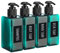 Segbeauty Lotion Dispenser Quadratisch, 4 Stück 200ml Seifenspender Set mit Handgeschriebene Etiketten für Shampoo Duschgel Flüssigseife, Nachfüllbar Kunststoff Pumpflaschen für Küche Bad, Pfauenblau