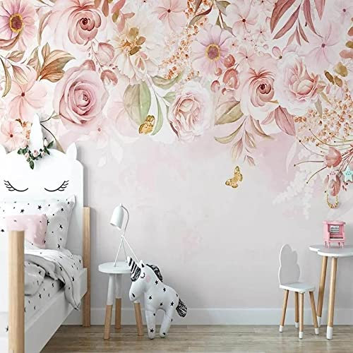XTSWallpaper Rose Mode Floral 140X70Cm Papier Peint Panoramique 3D Décoration Murale Xxl Poster Tableaux Muraux Tapisserie Photo Trompe L'Oeil Canapé Tv Fond Mur Peinture Fond D'Écran