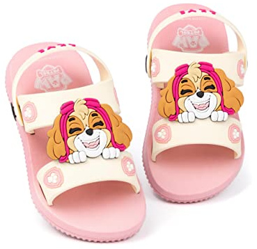 Paw Patrol Girls Sandals | Pink Sliders with Supportive Strap For Kids | Skye The Helicopter Rescue Pup Summer Shoes | Fun Rubber Slip-on Footwear Merchandise Gift for Children and Toddlers