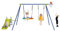 COSTWAY Juego Columpio Jardin Exterior 4 en 1, Columpios Infantiles Exterior, Tobogán, Aro de Baloncesto, 2 Columpios Ajustables, Carga 200kg, Niños de 3 a 12 años, 350 x 151 x 171 cm (4 en 1)