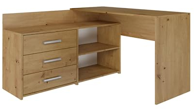 VBChome Schreibtisch 120 x 50 x 76 cm Eiche Artisan Eckschreibtisch mit 3 Schubladen und 2 Fächer Computer-Schreibtisch Bürotisch Computertisch Arbeitstisch PC-Tisch Laptoptisch Eiche Artisan