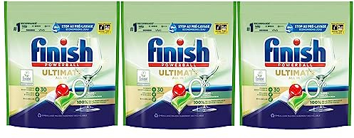 Finish Lot de 3 paquets de 30 capsules Lave-Vaisselle Ultimate 0%