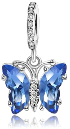 MITSOKU Blauer Schmetterling Charm 925 Sterling Silber Frauen Armband Halskette Weihnachten Anhänger Valentinstag Muttertag Mädchen Geschenk