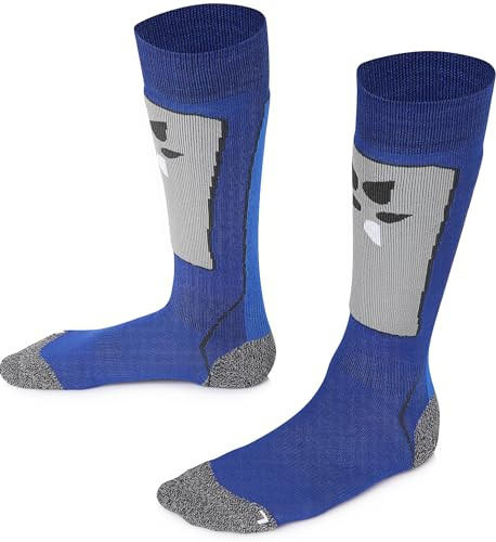 TODO Calcetines térmicos para niños con lana de merino, calcetines de esquí para niños y niñas 23-26, 27-30, 31-34, azul, 31-34