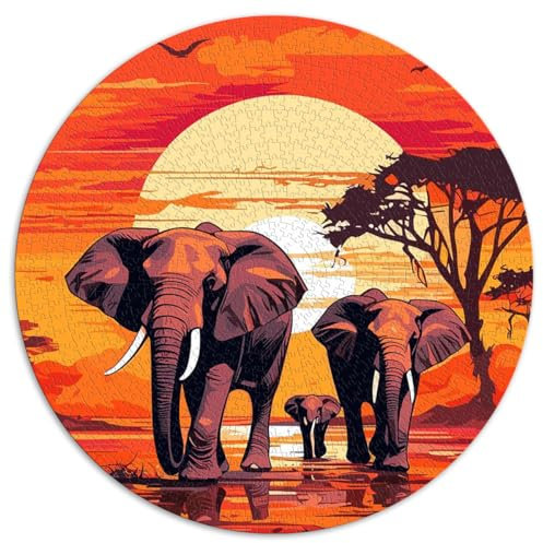 1000 Teile Puzzle Geschenke Elefanten Afrika Sonnenuntergang Puzzles Erwachsene Kinder Papppuzzle Puzzles Erwachsene Geschenke Puzzles Erwachsene Teenager 26,57 x 26,57 Zoll