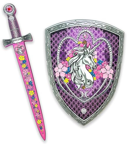 Liontouch - Einhorn Prinzessinnen-Set für Mädchen - 3-6 Jahre | Mittelalterliches Spielzeug-Schwert & Schild für Rollenspiele r mit Edelsteinen | Sichere & langlebigs Zubehör für königliche Kostüme