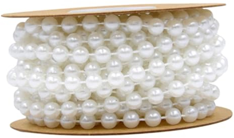 NUOBESTY Schnur Brautparty Party Herzstück Perlen Basteln Schnüre Kristallperlengirlande Perlgirlande Perlen Blumengirlande Kunstperlen Wei?e Perlenspule Imitationsperlen Material Weiß