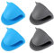 aqlbhz 4pcs Silicone Oven Mitts for Air Fryer, Non Slip Mini Oven Mitts Heat Resistant Pot Holder, Gray, Blue