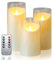 IMAGE LED Kerzen mit Fernbedienung Timer flackernde flammenlose Kerzen batteriebetrieben, Acryl Shell LED kerzen für Haus Tafel Hochzeit Weihnachten Dekoration, 3 Pack (D 3„×H 4“ 5„ 6“), Elfenbeinweiß