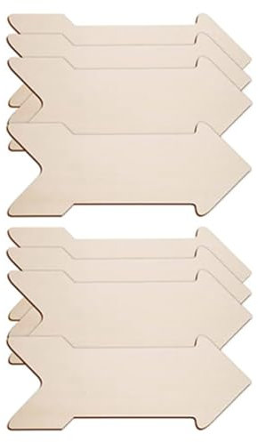Evenden Lot de 8 flèches en bois découpées - Flèche inachevée - Panneau en bois suspendu - Flèche en bois - Disque - Plaque de peinture ronde
