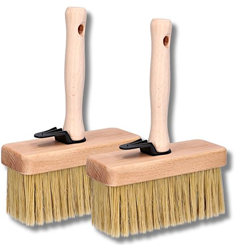 ToolSpace Quast Breit 150 mm Maurerbürste Holz Malerbürste 2 STÜCK Ideal zum Streichen Holz Zäunen Bänken als Tapezierwerkzeug Malerquast Flachenstreicher Deckenbürste Tapezierbürste Vliestapete DIY