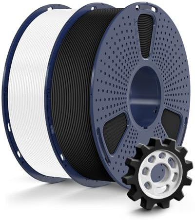 SUNLU 2KG Rapid PETG Filament Bündel, Hohe Geschwindigkeit 30–600mm/s 3D Drucker Filament, 1.75mm ±0.02 mm, 1kg Reusable Spule, 2 Stück Insgesamt (Schwarz+Weiß)