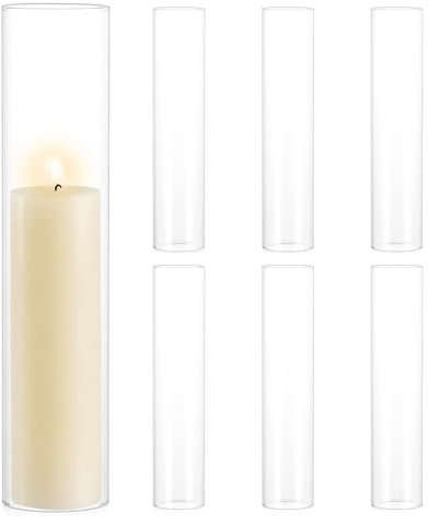 Inweder Lot de 6 bougeoirs Hurricane - 6,3 cm de large x 30,5 cm de haut - En verre transparent - Sans fond - Tube de cheminée en vrac - Extrémité ouverte - Pour la maison